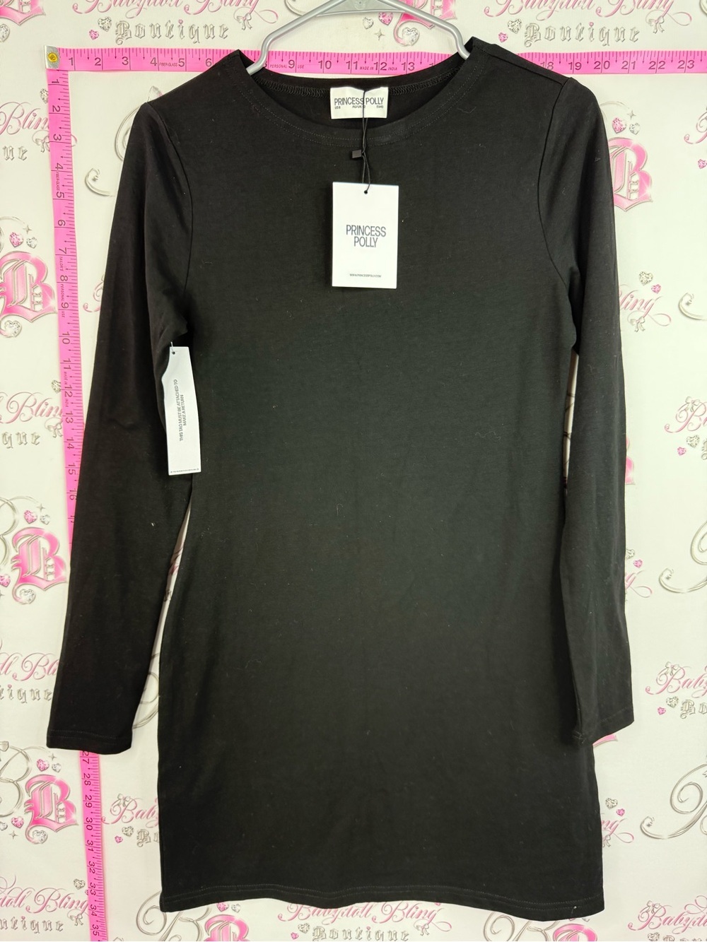Princess Polly lex mini dress Black Long Sleeve Tunic Top